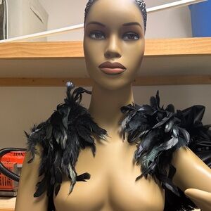 Black Feathered Shoulder Accessory